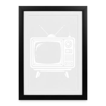 Design de téléviseur rétro - Style classique - Affiche encadrée (27 × 37 cm) - noir - Devant