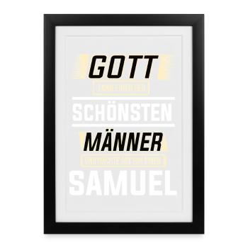 Samuel le plus bel homme façonné par Dieu Design - Affiche encadrée (27 × 37 cm) - noir - Devant