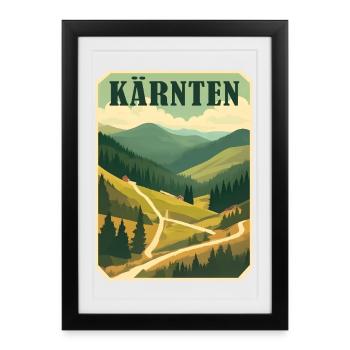 Motif rétro Carinthie - Affiche encadrée (27 × 37 cm) - noir - Devant