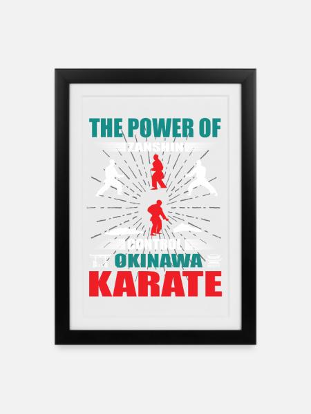 Okinawa Karate Zanshin Design - Gerahmtes Poster (27 × 37 cm) - Schwarz