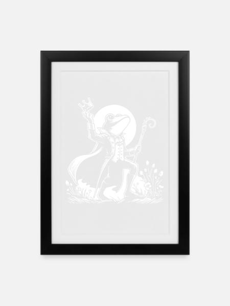 Froschkönig – Märchenhaftes Design - Gerahmtes Poster (27 × 37 cm) - Schwarz