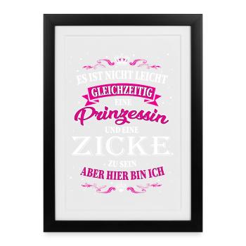 Lustiges Zicken Design - Affiche encadrée (27 × 37 cm) - noir - Devant