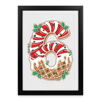 Glaçage Chiffre de Noël 6 - Affiche encadrée (27 × 37 cm) - noir - Devant