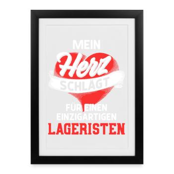 Des battements de cœur pour des commis d’entrepôt uniques - Affiche encadrée (27 × 37 cm) - noir - Devant