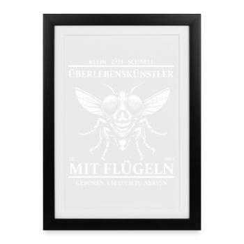 Flying Design – Motif de survie amusant - Affiche encadrée (27 × 37 cm) - noir - Devant