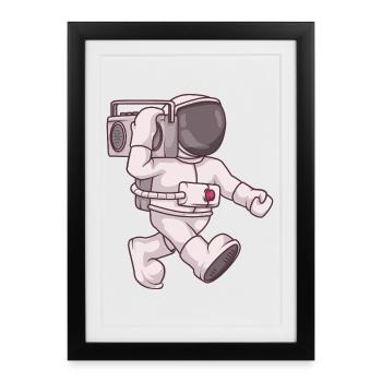 Boombox astronaute - Affiche encadrée (27 × 37 cm) - noir - Devant