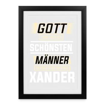 Xander le plus bel homme façonné par Dieu Design - Affiche encadrée (27 × 37 cm) - noir - Devant