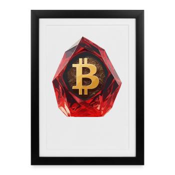 Gemstone Bitcoin Symbol Cryptocurrency - Framed poster (27 × 37 cm) - black - Front