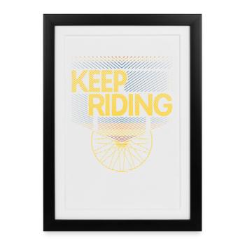 Keep Riding Motif Cycliste - Affiche encadrée (27 × 37 cm) - noir - Devant