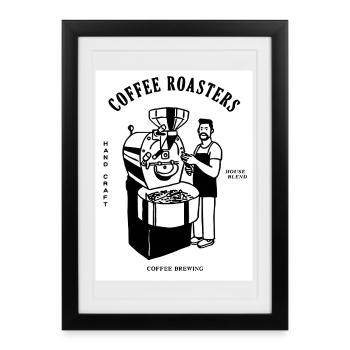 Vintage Kaffeeröster für Kaffee-Liebhaber  - Gerahmtes Poster (27 × 37 cm) - Schwarz - Vorne