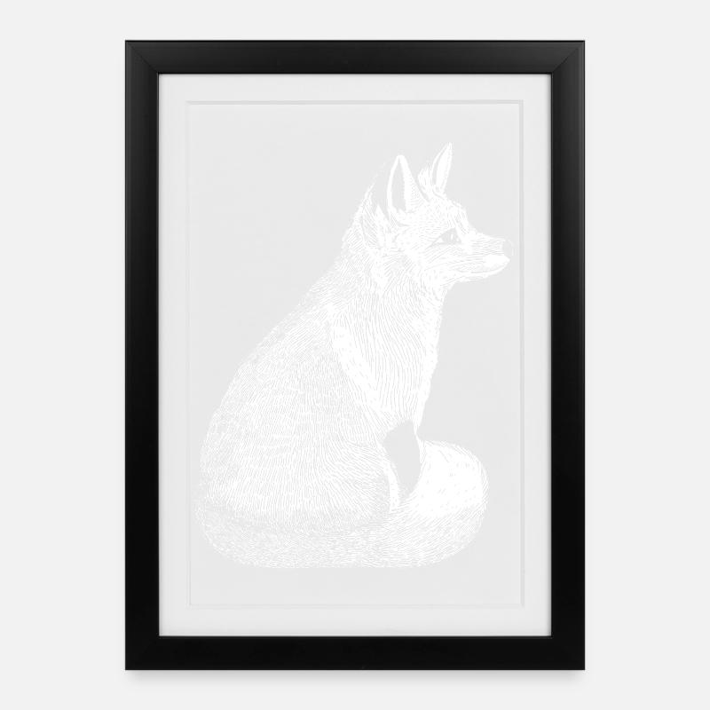 Handgezeichneter Vintage Fuchs - Gerahmtes Poster (27 × 37 cm) - Schwarz