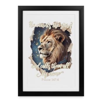 Leo Bible Verse Christian - Framed poster (27 × 37 cm) - black - Front