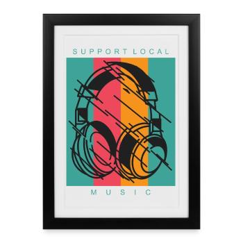 Tenue casque DJ Music - Affiche encadrée (27 × 37 cm) - noir - Devant