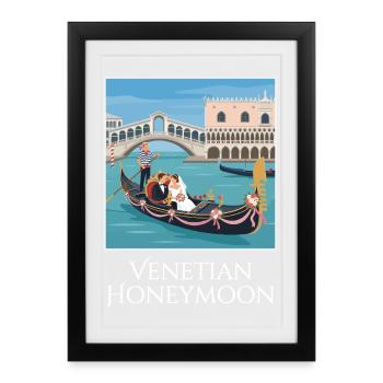 Venetian_Honeymoon_Gondel - Affiche encadrée (27 × 37 cm) - noir - Devant