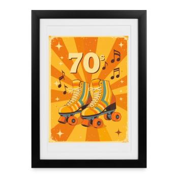Classic 70s Roller Skates with Warm Retro Vibes - Framed poster (27 × 37 cm) - black - Front