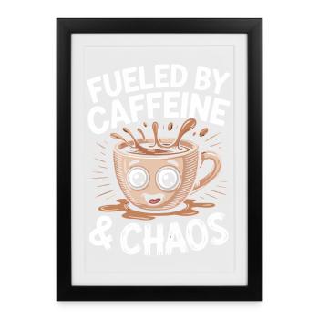 Alimentée par la caféine et le chaos de la maman, professeure de café. - Affiche encadrée (27 × 37 cm) - noir - Devant