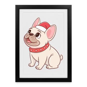Chien Noël Enchanteur - Affiche encadrée (27 × 37 cm) - noir - Devant
