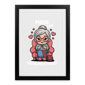 Granny Knitting - Framed poster (27 × 37 cm) - black - Front