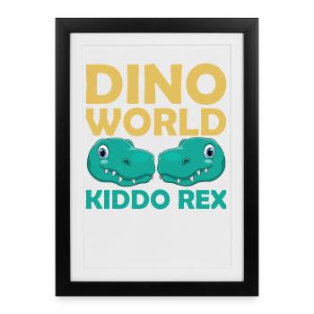 Dino World Kiddo Rex - Affiche encadrée (27 × 37 cm) - noir - Devant