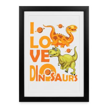 Love Dinosaures - Affiche encadrée (27 × 37 cm) - noir - Devant