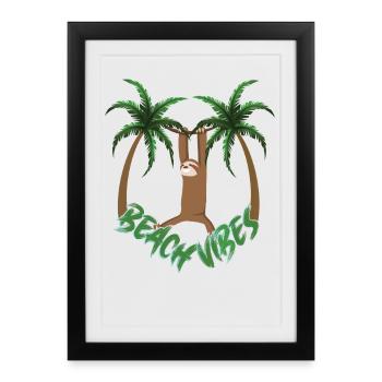 Ambiance de plage Paresseuse - Affiche encadrée (27 × 37 cm) - noir - Devant