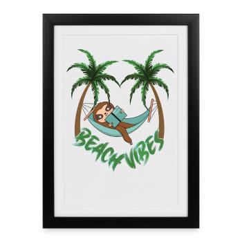 Plage de paresseux chaude pour se détendre - Affiche encadrée (27 × 37 cm) - noir - Devant