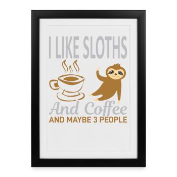 Likes sloths coffee 3 people - Framed poster (27 × 37 cm) - black - Front