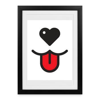 Dog Face With Heart - Framed poster (27 × 37 cm) - black - Front