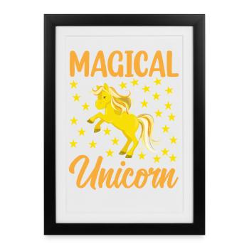 Licorne Magique - Affiche encadrée (27 × 37 cm) - noir - Devant