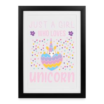 Juste une fille qui aime la licorne - Affiche encadrée (27 × 37 cm) - noir - Devant