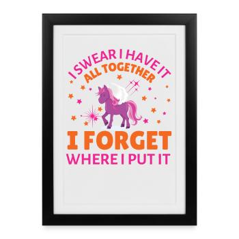 La licorne oublie où je l’ai mise - Affiche encadrée (27 × 37 cm) - noir - Devant