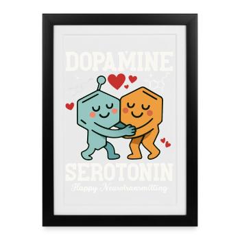 Conception d’un câlin à la dopamine et sérotonine - Affiche encadrée (27 × 37 cm) - noir - Devant