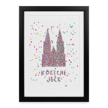 Cologne Jeck Cologne Cathedral Carnival Confetti - Framed poster (27 × 37 cm) - black - Front