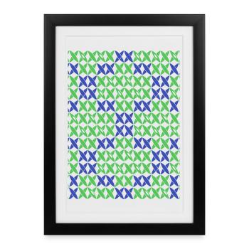 Checkered pattern green-blue - Framed poster (27 × 37 cm) - black - Front