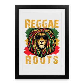 Lion Reggae Roots Rasta Vibe - Framed poster (27 × 37 cm) - black - Front