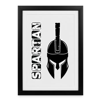 Casque spartiate grunge noir - Affiche encadrée (27 × 37 cm) - noir - Devant