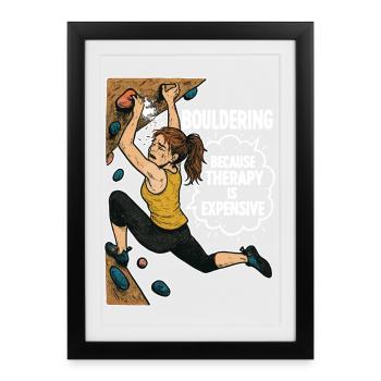 Bloc au lieu de thérapie – Chemise drôle d’escalade - Affiche encadrée (27 × 37 cm) - noir - Devant