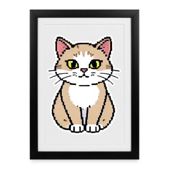 Cat Pixel Art - Framed poster (27 × 37 cm) - black - Front