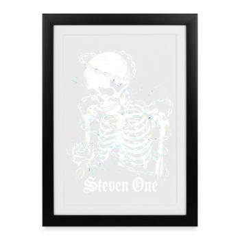 Skeleton with chain and flower - Framed poster (27 × 37 cm) - black - Front
