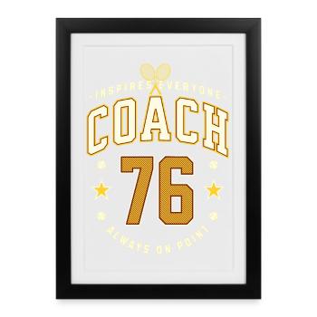 Anniversaire de l’entraîneur de tennis 1976, Meilleure tasse d’entraîneur - Affiche encadrée (27 × 37 cm) - noir - Devant
