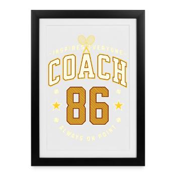 Anniversaire de l’entraîneur de tennis 1986, Meilleur maillot d’entraîneur - Affiche encadrée (27 × 37 cm) - noir - Devant