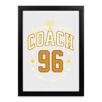 Anniversaire de l’entraîneur de tennis 1996, Tasse du meilleur entraîneur - Affiche encadrée (27 × 37 cm) - noir - Devant