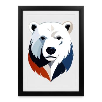 Geometric Polar Bear Color Split - Framed poster (27 × 37 cm) - black - Front