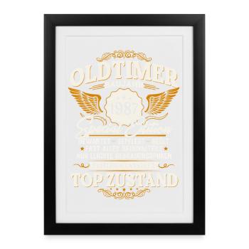 Cadeau d’anniversaire Vintage 1987 Vintage Born - Affiche encadrée (27 × 37 cm) - noir - Devant