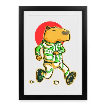 Capybara runner - Affiche encadrée (27 × 37 cm) - noir - Devant