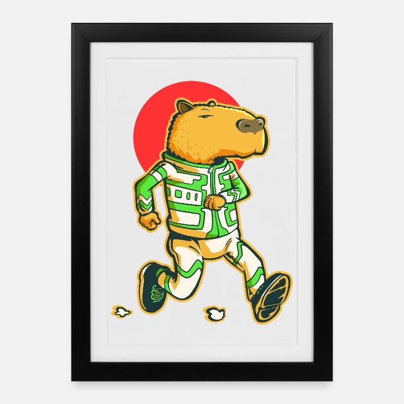 Capybara runner - Affiche encadrée (27 × 37 cm) - noir