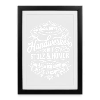 Insigne d’humour d’artisan - Affiche encadrée (27 × 37 cm) - noir - Devant