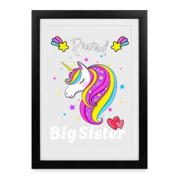 Art de la Grande Sœur Magique de la Licorne de la Nuit Étoilée - Affiche encadrée (27 × 37 cm) - noir - Devant