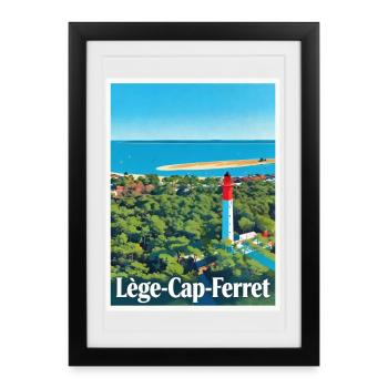 Lighthouse Lège-Cap-Ferret Retro - Framed poster (27 × 37 cm) - black - Front