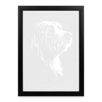 Chien silhouette du colley barbu Wilsigns - Affiche encadrée (27 × 37 cm) - noir - Devant